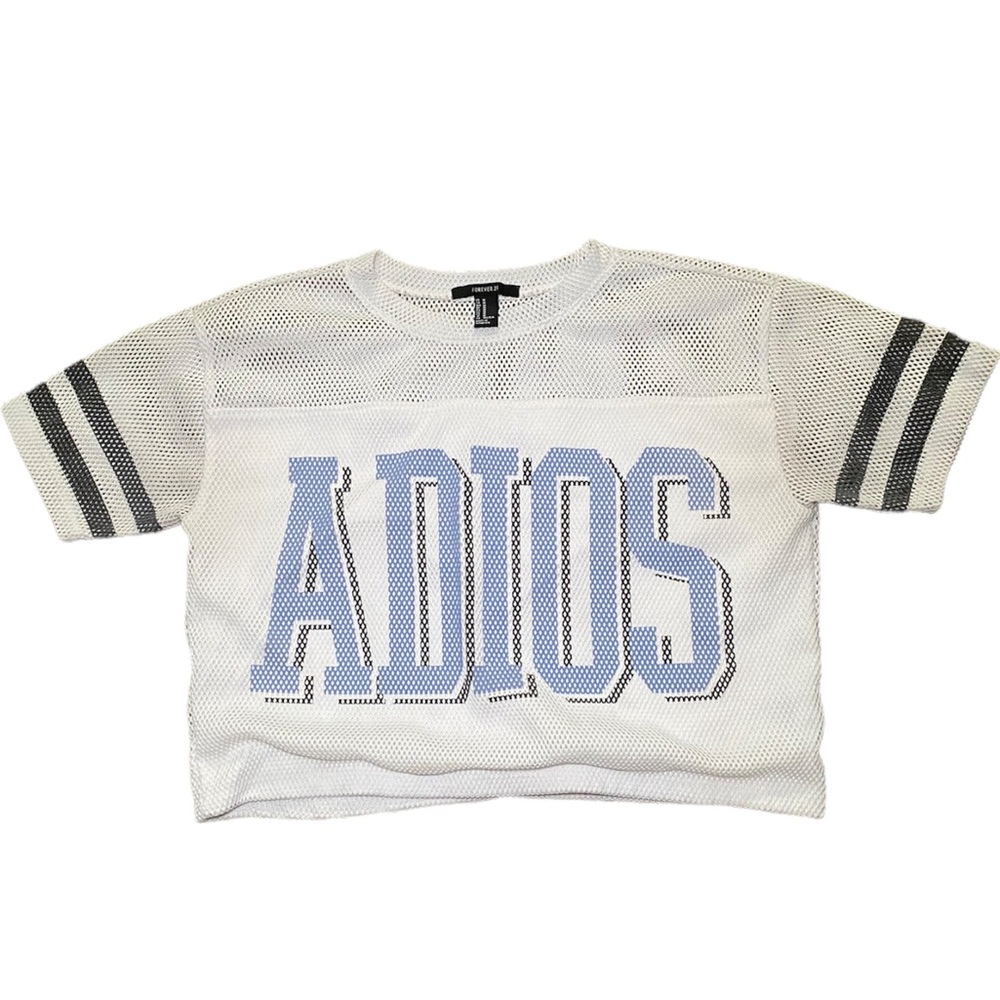 Forever21 White Mesh Adiós Crop Top